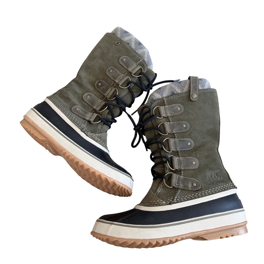Sorel Joan of Arctic Waterproof Snow Boots Tusk Olive Green Women's Size 9